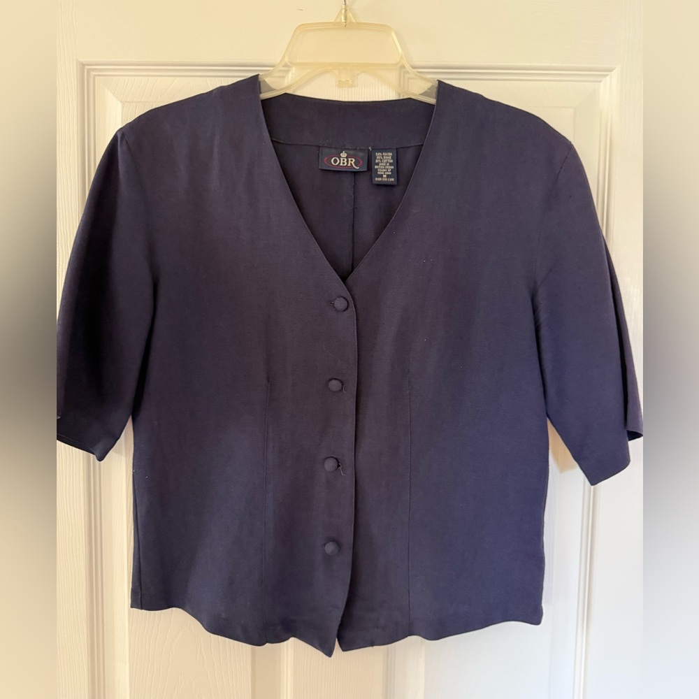 Banana Republic Women's Dark Blue Button-Down Shirt